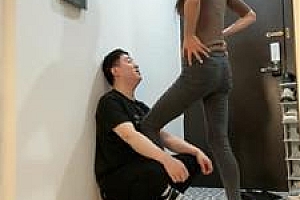 【苒溪】皮裤女神S-AJ白棉袜气味辱/踢裆 bf45105